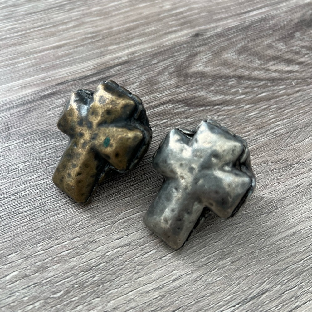 Unique Metallic Cross Shaped chunky rings.